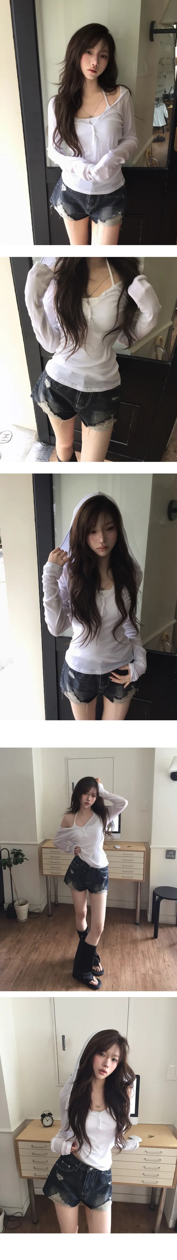 있음 선적 워싱 마 오래된 데님 반바지 핫 바지 상세 이미지 3