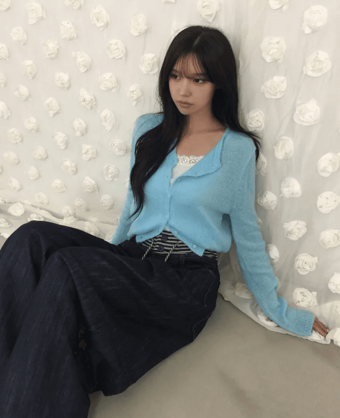 펌프 로프 스트라이프 허리밴드 청바지 여성 가을 루즈핏 넓은 바지 상세 이미지 15