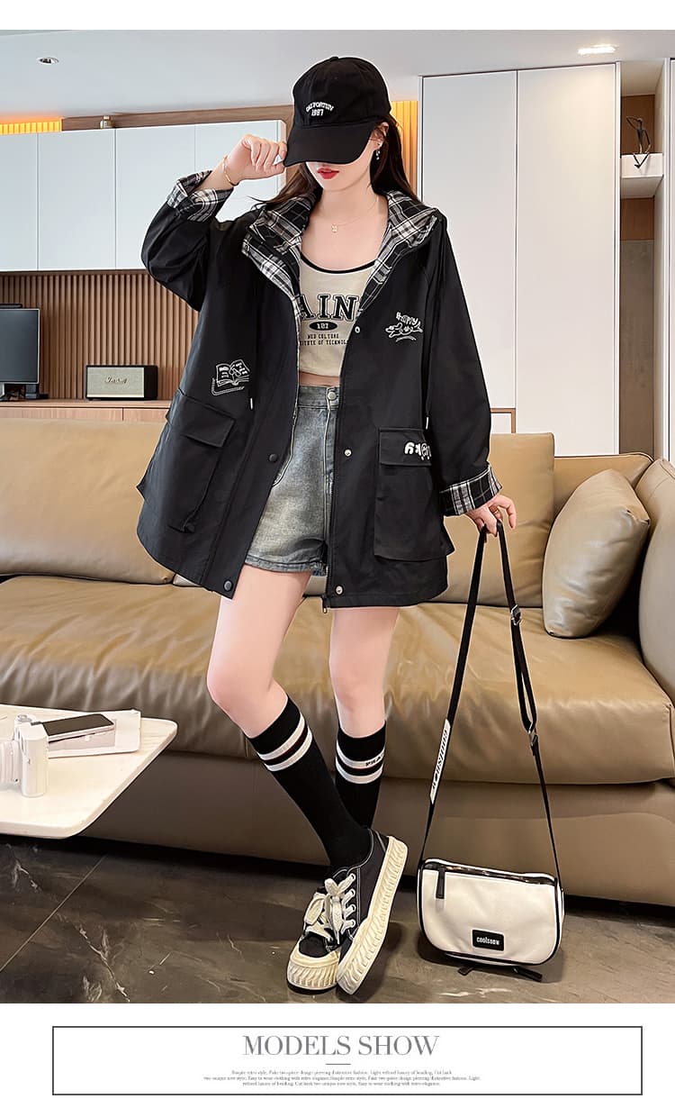 캐주얼 느긋한 바람 외국 가스 다용도 맨위 여성 봄 신제품 패션 슬림해 보이는 품격 체크무늬 패치워크 재킷 재킷 상세 이미지 26
