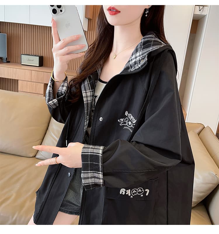 캐주얼 느긋한 바람 외국 가스 다용도 맨위 여성 봄 신제품 패션 슬림해 보이는 품격 체크무늬 패치워크 재킷 재킷 상세 이미지 33