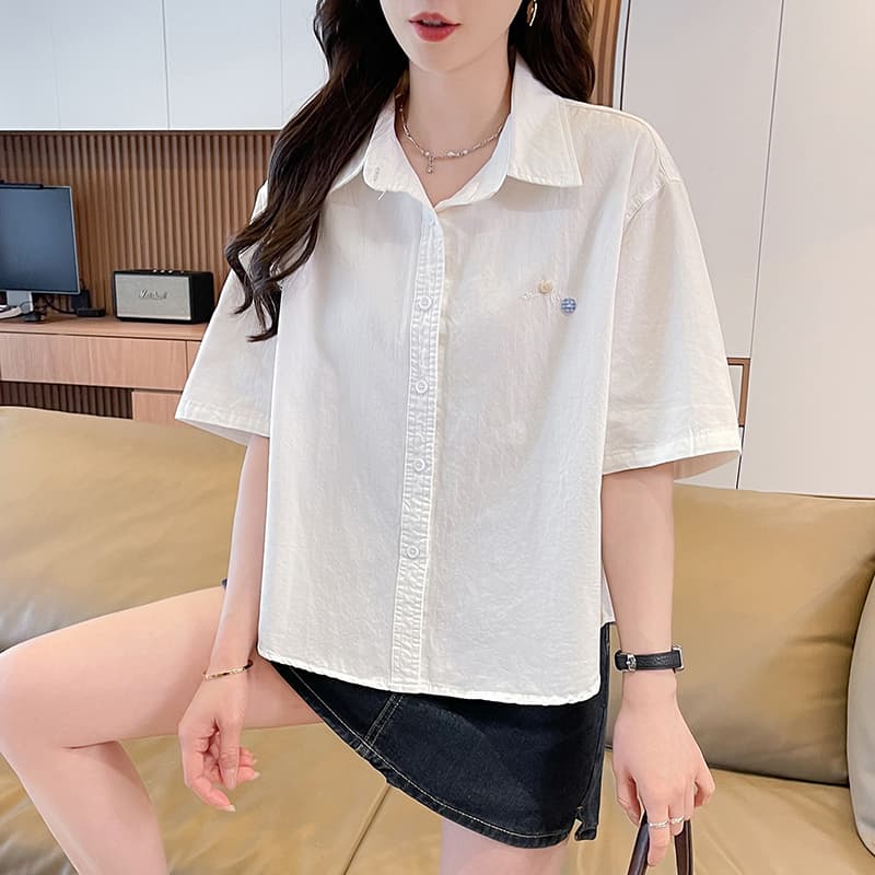 학원 스타일 캐주얼 연령 감소 파란색 반팔 셔츠 재킷 여성 의류 여름 새로운 루즈핏 외부 가져 가라. 오픈 가디건 맨위 이미지 5
