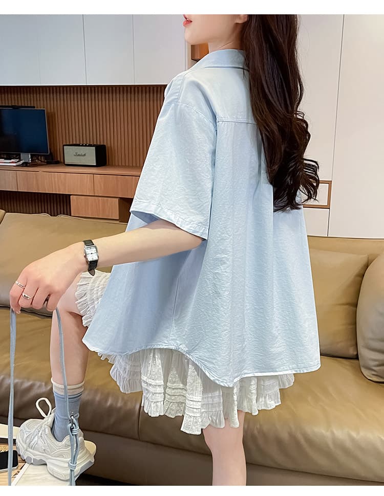 여름 외부 가져 가라. 블라우스 작은 셔츠 자외선 차단 루즈핏 셔츠 여성 재킷 얇은 스타일 순면 셔츠 작은 키 오픈 가디건 맨위 상세 이미지 14