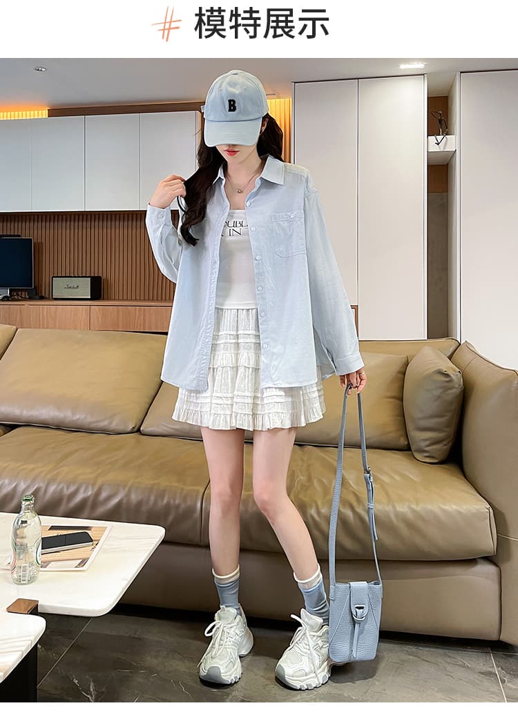 얇고 가벼운 자외선 차단 순면 셔츠 여성 여름 방위 자외선 루즈핏 야외 자외선 차단 의류 여성 새로운 재킷 느긋한 바람 상세 이미지 8