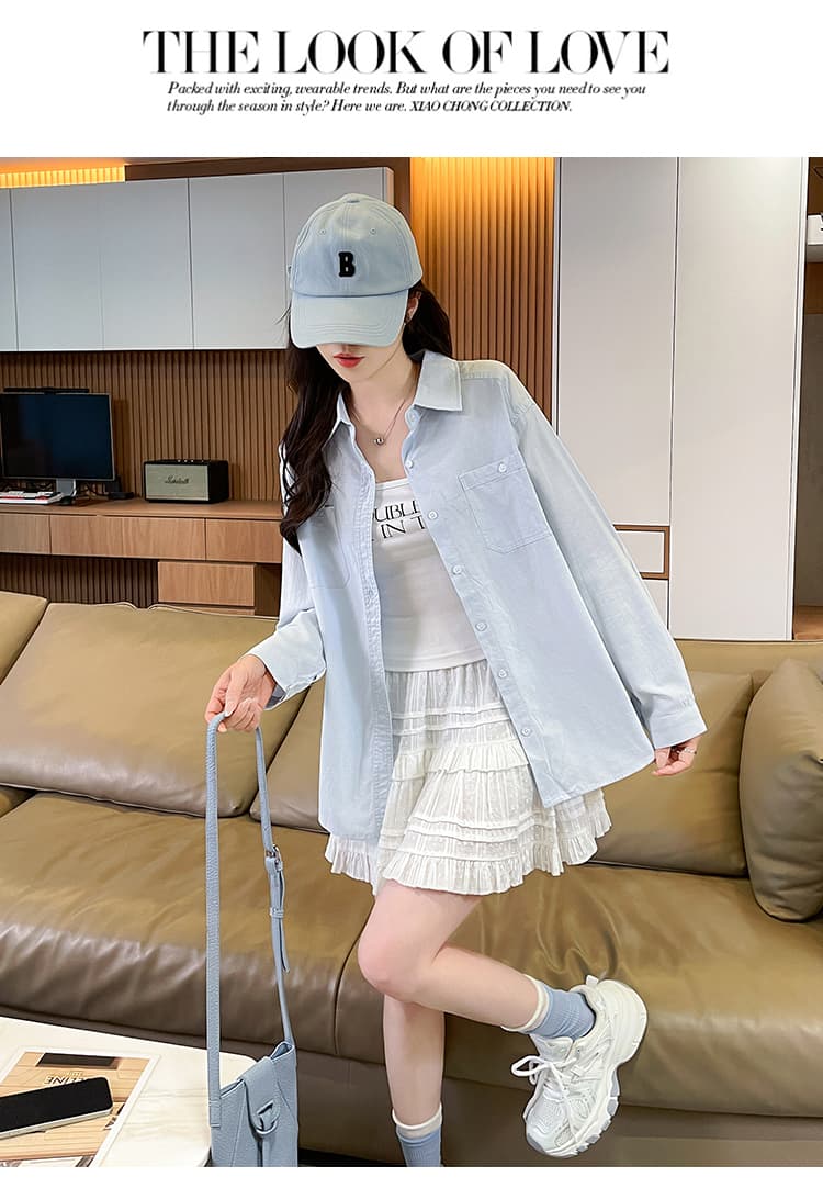 얇고 가벼운 자외선 차단 순면 셔츠 여성 여름 방위 자외선 루즈핏 야외 자외선 차단 의류 여성 새로운 재킷 느긋한 바람 상세 이미지 9