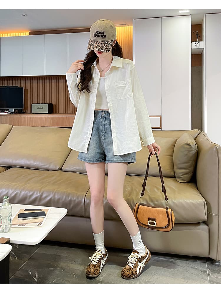 얇고 가벼운 자외선 차단 순면 셔츠 여성 여름 방위 자외선 루즈핏 야외 자외선 차단 의류 여성 새로운 재킷 느긋한 바람 상세 이미지 16