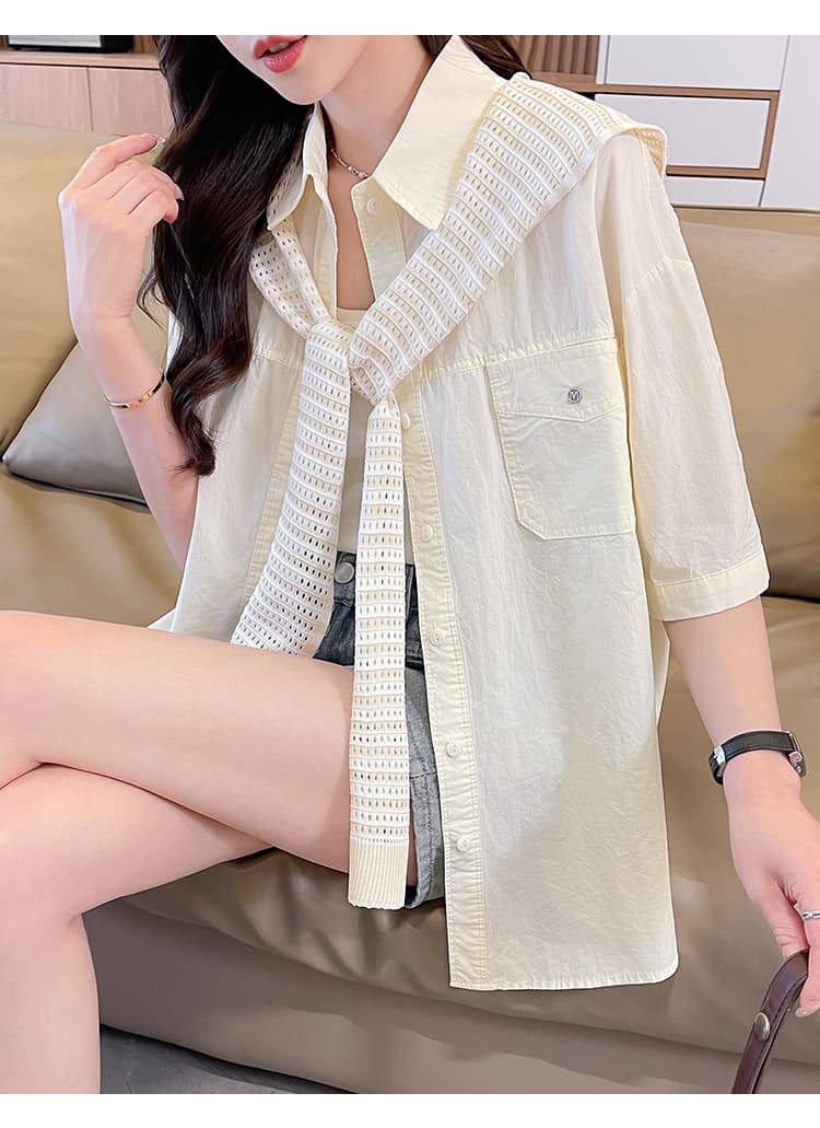 연령 감소 소녀 사탕 색상 신선함 반팔 면 100% 여성 셔츠 여름 드레스 한 부서 루즈핏 슬림해 보이는 외국 가스 다용도 맨위 상세 이미지 24