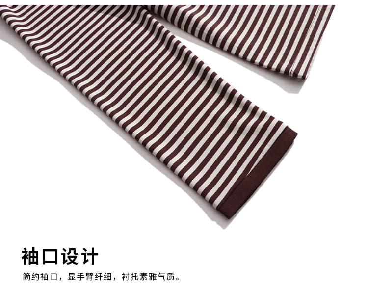 새로운 납 패치워크 색상 외국 가스 맨위 스트라이프 긴팔 티셔츠 여성 봄 가을 중년 엄마 루즈핏 연령 감소 기본 셔츠 상세 이미지 21