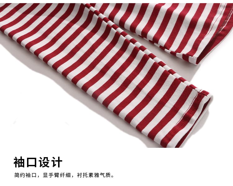 2026 가을 새로운 스트라이프 POLO 칼라 후드티 여성 중년 엄마 루즈핏 표지 고기 다용도 티셔츠 면 기본 셔츠 상세 이미지 21