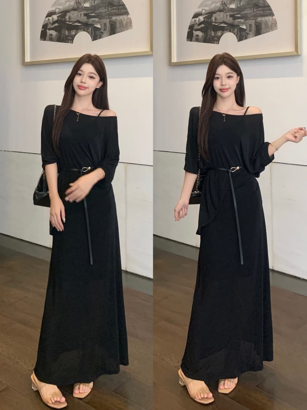 새로운 여행 휴가 바람 2026 여름 품격 몸매 가꾸기 슬림해 보이는 패션 세트 롱 코트 투피스 드레스 어린이 이미지 2
