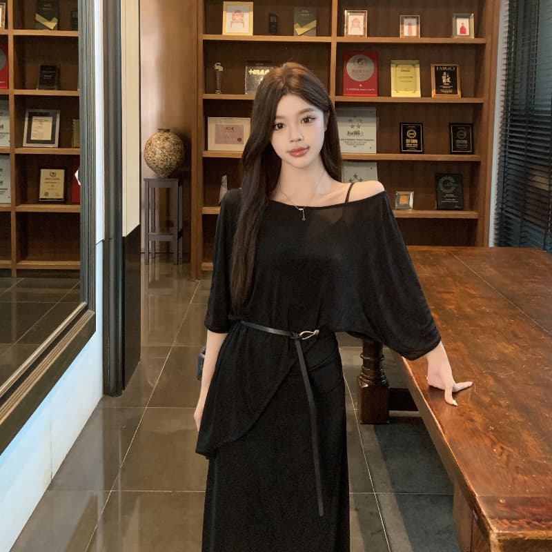 새로운 여행 휴가 바람 2026 여름 품격 몸매 가꾸기 슬림해 보이는 패션 세트 롱 코트 투피스 드레스 어린이 이미지 6