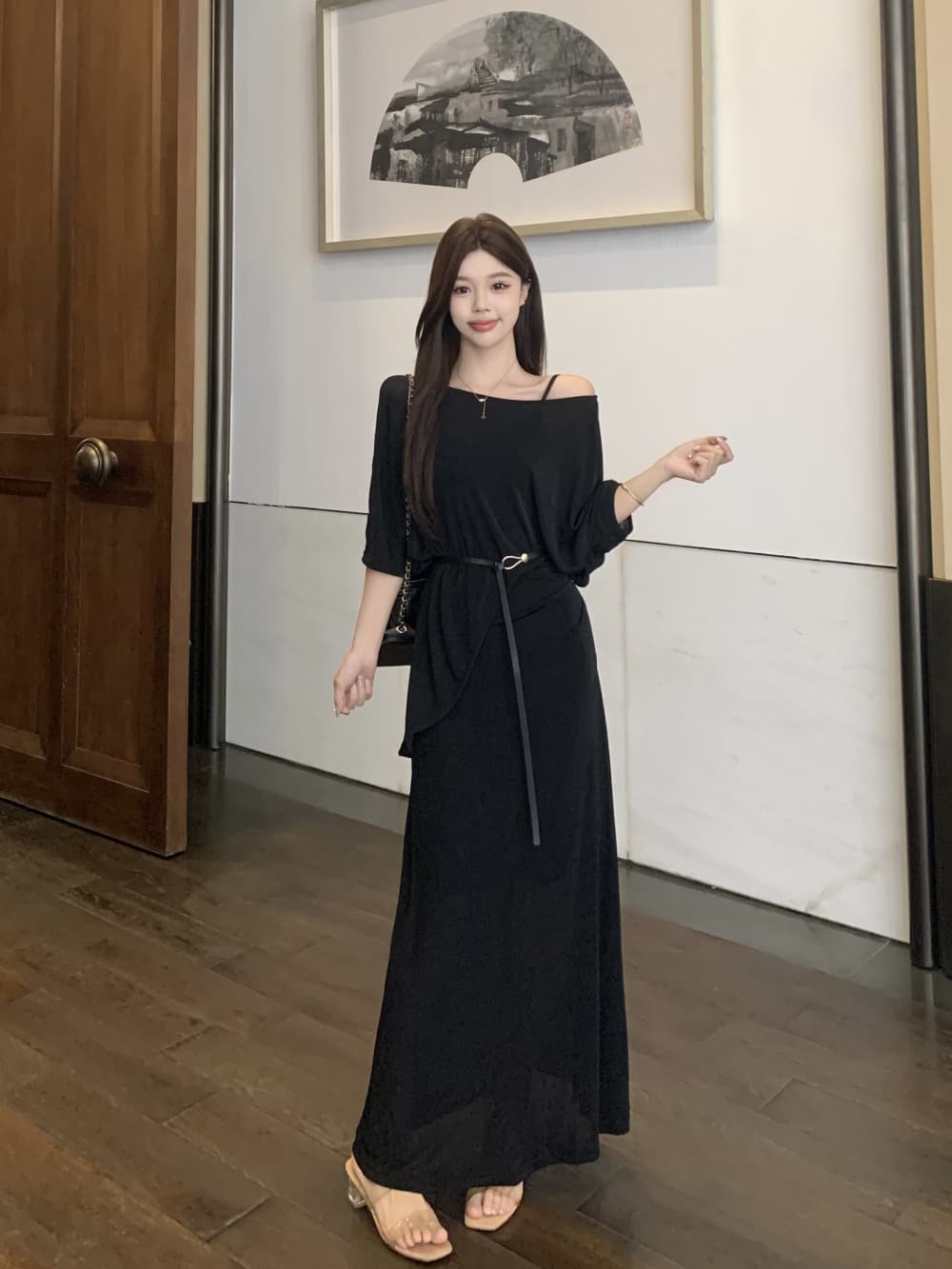 새로운 여행 휴가 바람 2026 여름 품격 몸매 가꾸기 슬림해 보이는 패션 세트 롱 코트 투피스 드레스 어린이 이미지 4