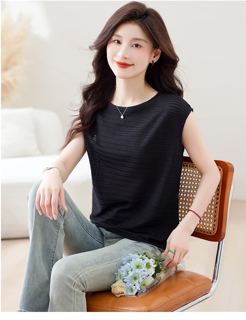 실사 2026 여름 신제품 보트넥 질감 센스 느긋한 바람이 아닙니다. 대칭 맨위 여성 상세 이미지 22