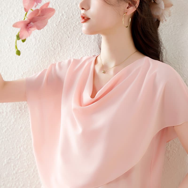 프랑스식 핑크색 흔들다 칼라 숄 반팔 여성 셔츠 2026 여름 새로운 디자인 센스 자이언트 잘 생긴 ~ 중 품격 맨위 이미지 3