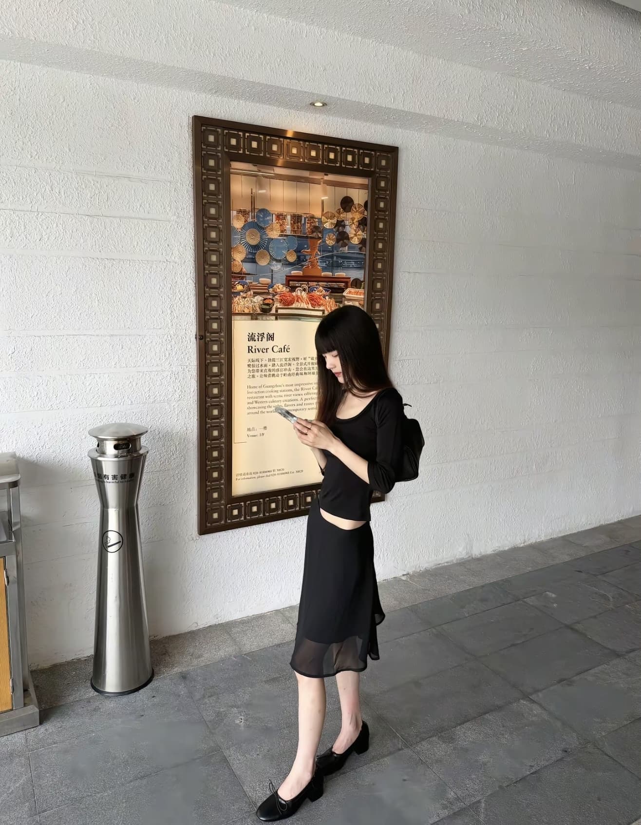 한 부서 캐주얼 착용 가져 가라. 세트 여성 여름 로얄 자매 품격 자이언트 잘 생긴 검정색 중간 소매 맨위 망사 반신 치마 상세 이미지 5
