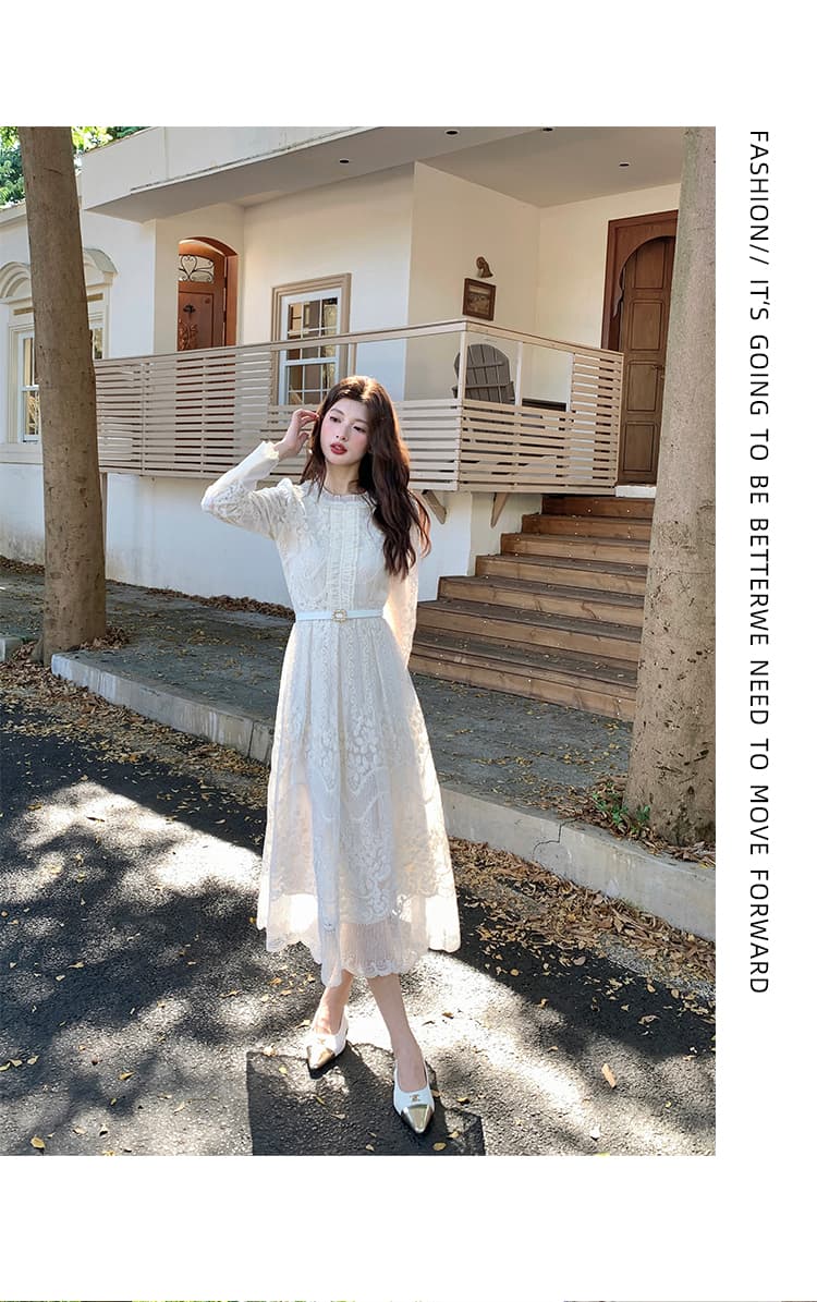 열세 개 품질 프랑스식 부드러운 바람 무거운 작업 자수 드레스 연령 감소 달콤함 허리 수축 슬림해 보이는 A라인 스커트 상세 이미지 9