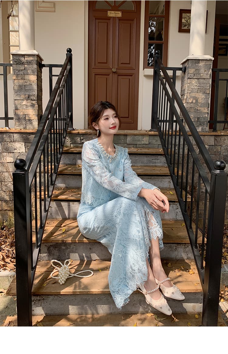 13 세 품질 2026 봄 프랑스식 고급 센스 여성 무거운 작업 비즈 박기 레이스 작은 샤넬 스타일 세트 상세 이미지 37