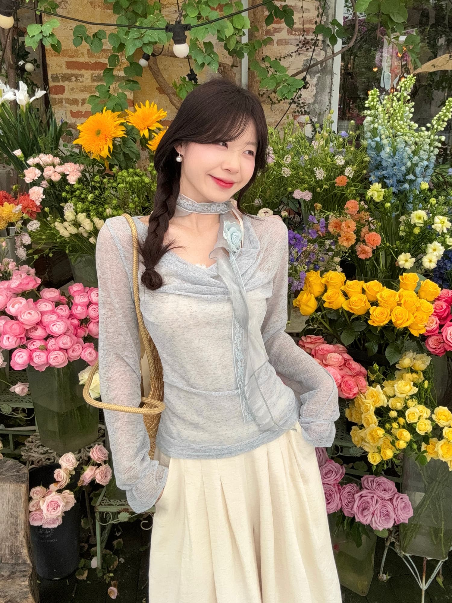 실사 정가 순수한 욕망 바람 봄 새로운 맨위 디자인 센스 레이스 리본 Chic 행침 목 페이크 레이어드 작은 셔츠