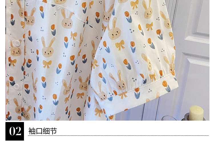 실사 통통한 여동생 디자인 센스 프린트 여름 고급 고유 한 반팔 루즈핏 캐주얼 외출용 얇은 스타일 셔츠 상세 이미지 12