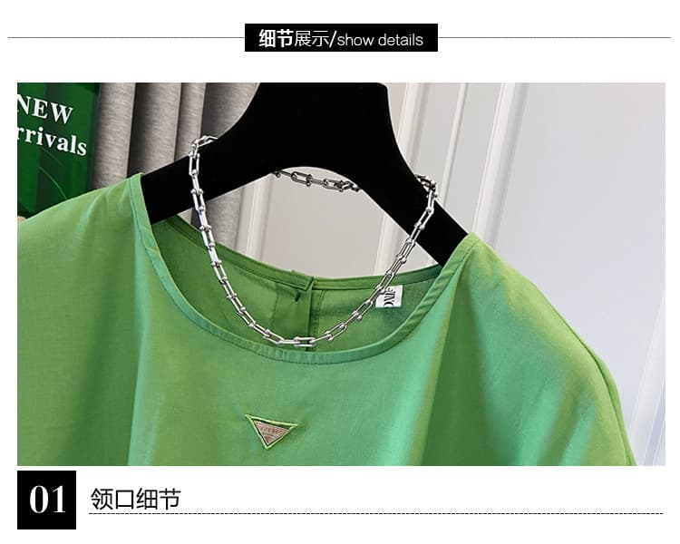 실사 오래된 돈 바람 라운드 넥 마 재료 반팔 티셔츠 여성 셔츠 연령 감소 루즈핏 단색 다용도 작은 셔츠 상세 이미지 10