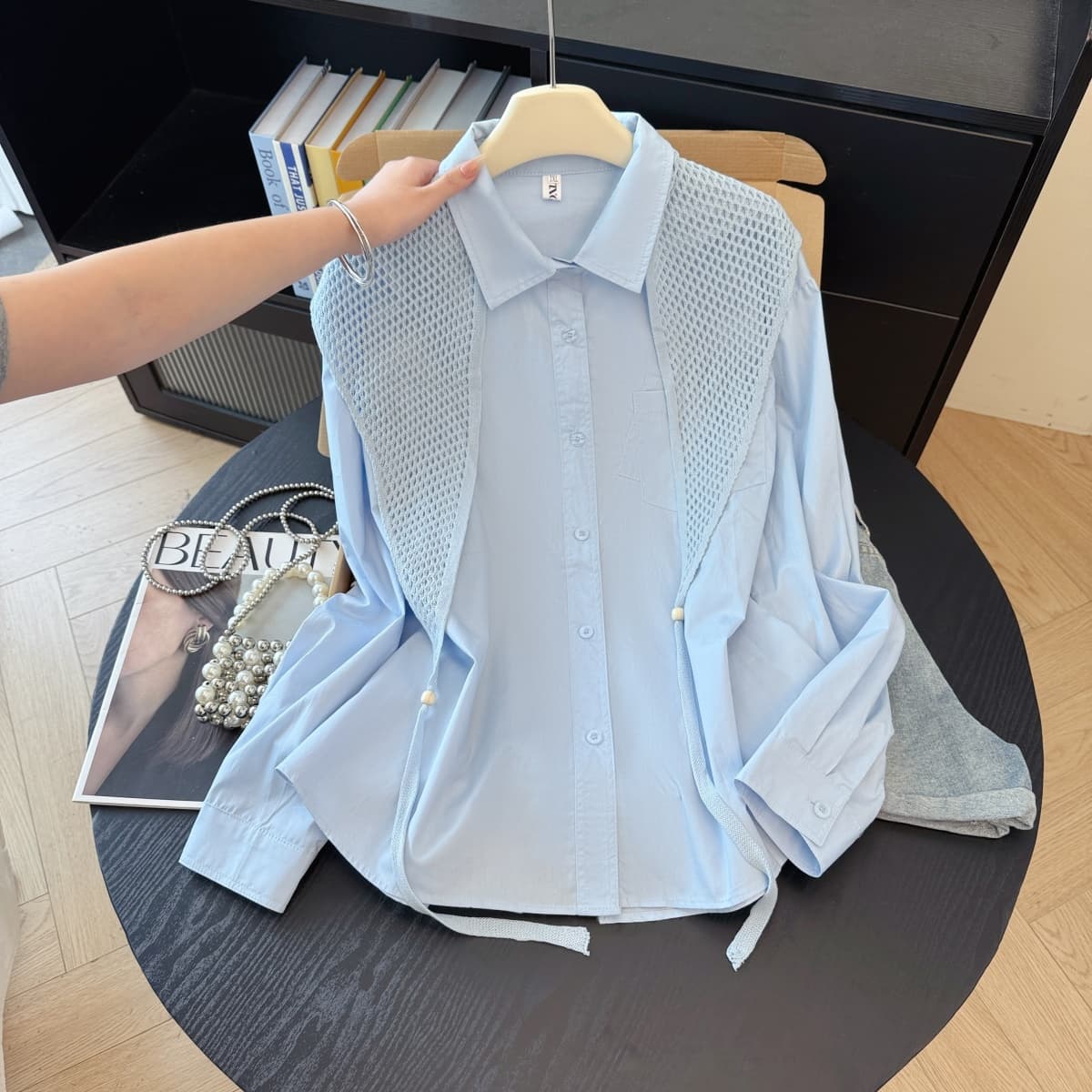 조기 봄 여름 착용 가져 가라. 순면 셔츠 스카프 한 부서 연령 감소 POLO 칼라 셔츠 자외선 차단 슬림해 보이는 셔츠 빅 사이즈 재킷 상세 이미지 6