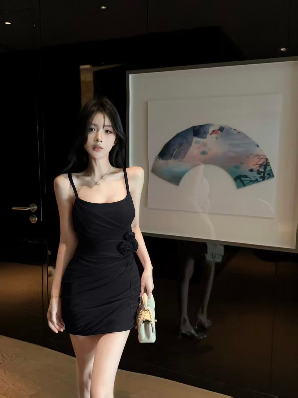 실사 섹시함 워프 엉덩이 순수한 욕망 바람 꽃 패치워크 슬립 타이트 스커트 쇼트 스타일 드레스 복장 상세 이미지 10