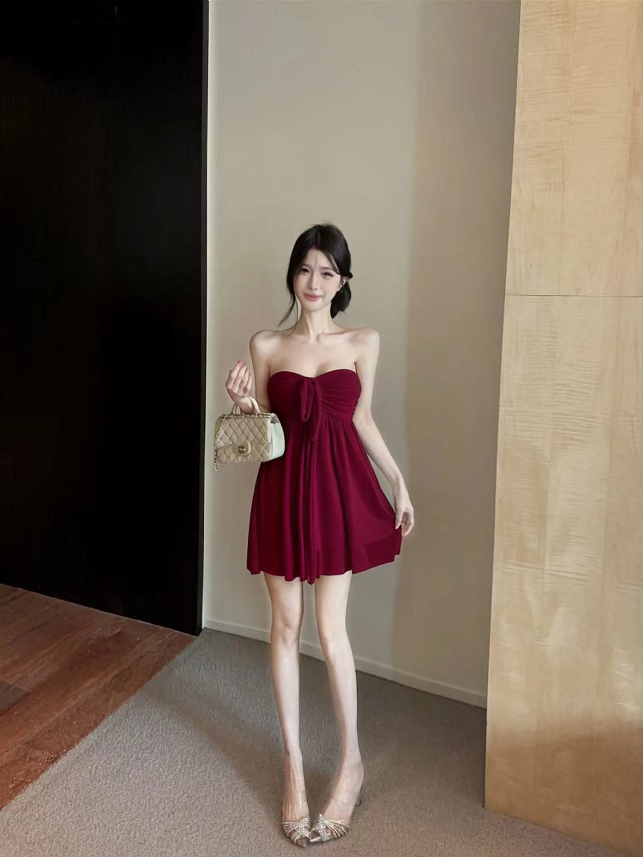 실사 광택 나비 매듭 디자인 아세트산 센스 망사 미니 스커트 핫걸 상세 이미지 3