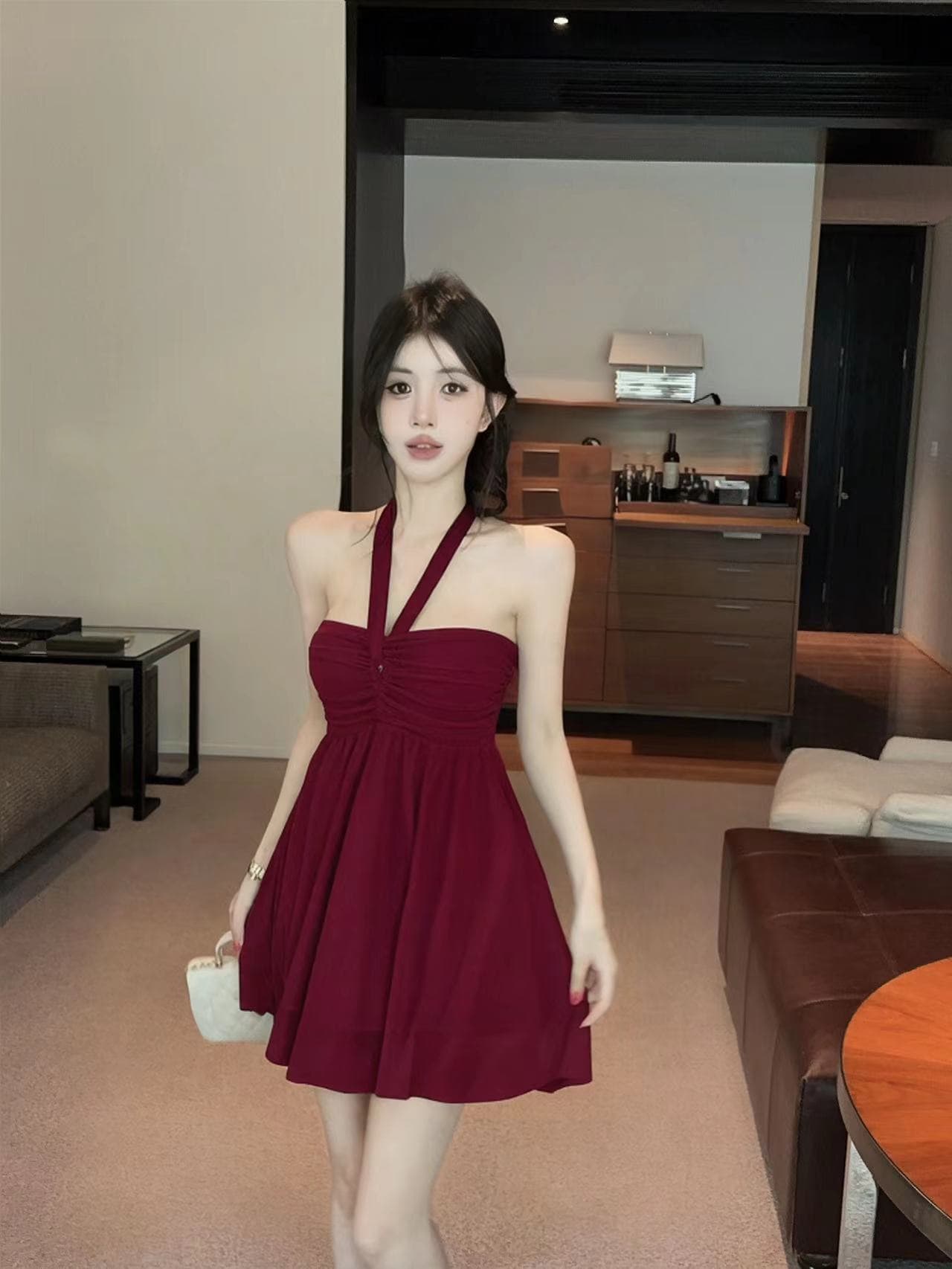 실사 광택 나비 매듭 디자인 아세트산 센스 망사 미니 스커트 핫걸 상세 이미지 5