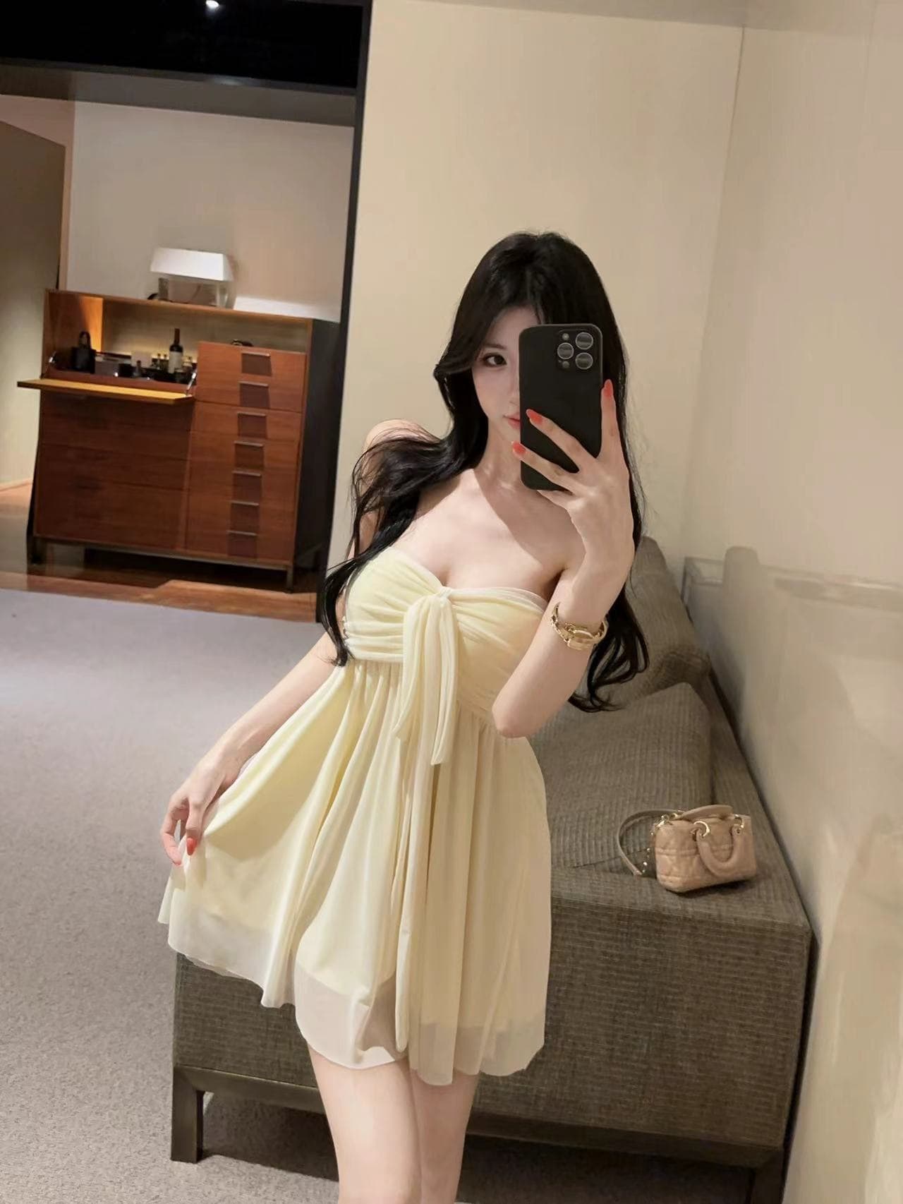 실사 광택 나비 매듭 디자인 아세트산 센스 망사 미니 스커트 핫걸 상세 이미지 24