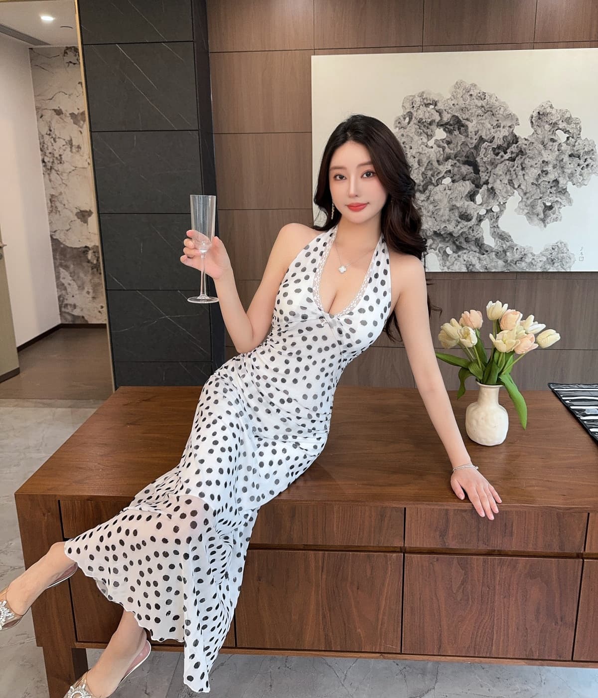 실사 순수한 욕망 휴가 바람 행침 목 백리스 여성 드레스 여름 품격 V넥 치마 상세 이미지 23