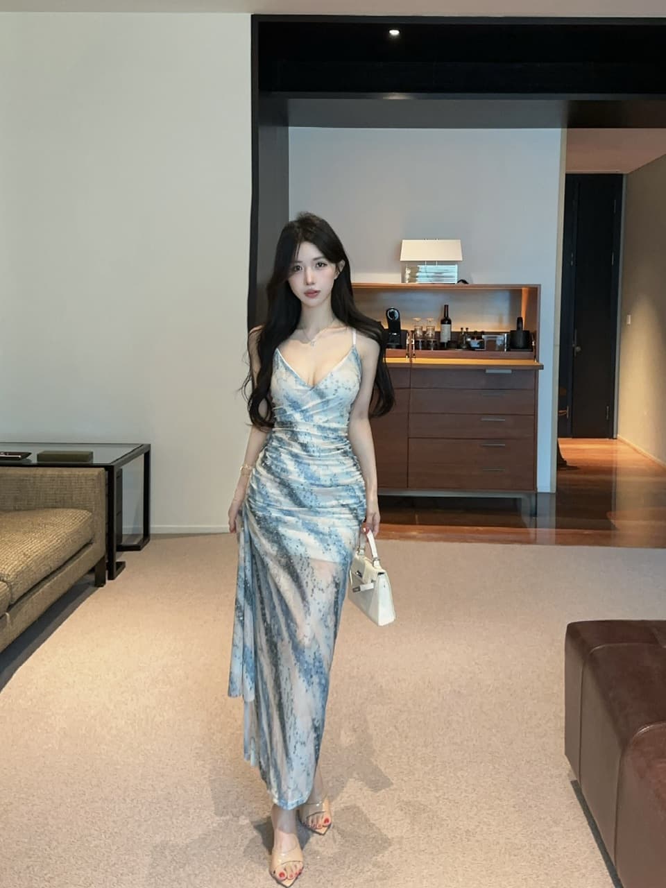 실사 순수한 욕망 타이트 스커트 롱 스커트 패션 야간 필드 발 치료 기술자 작업복 몸매 가꾸기 슬립 드레스 상세 이미지 2