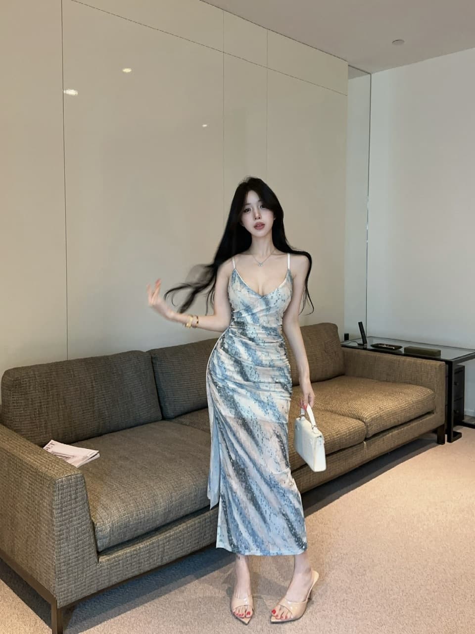 실사 순수한 욕망 타이트 스커트 롱 스커트 패션 야간 필드 발 치료 기술자 작업복 몸매 가꾸기 슬립 드레스 상세 이미지 4