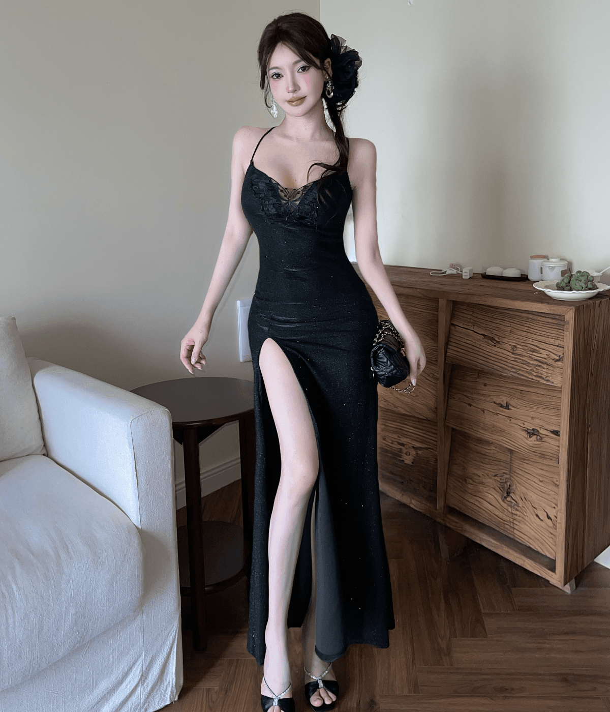 실사 로얄 자매 바람 핫걸 섹시함 행침 목 슬립 몸매 가꾸기 타이트 스커트 인어 꼬리 드레스 이미지 4