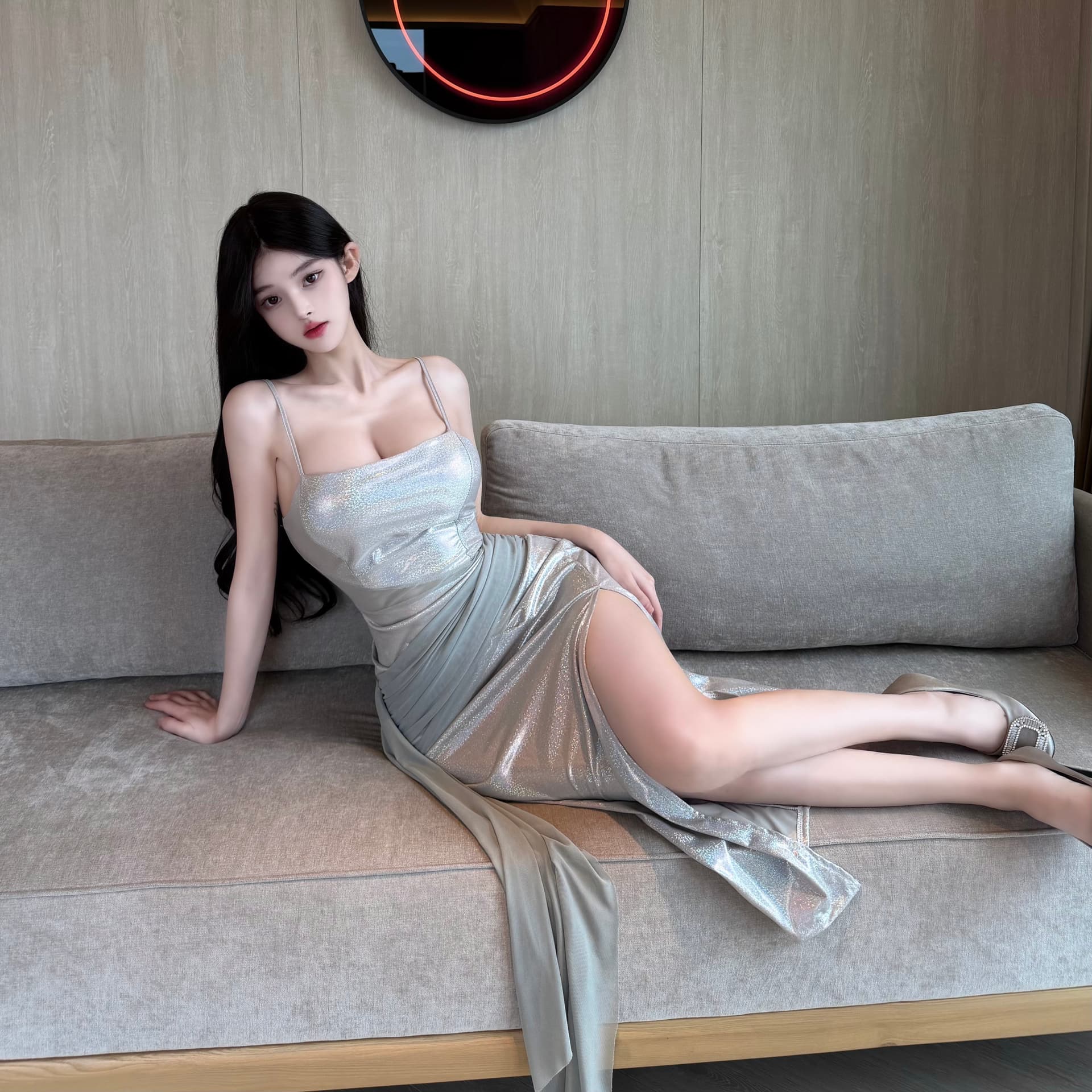 실사 우아함 생일 예복 여성 드레스 디자인 센스 명문 여성 품격 고급 상세 이미지 3