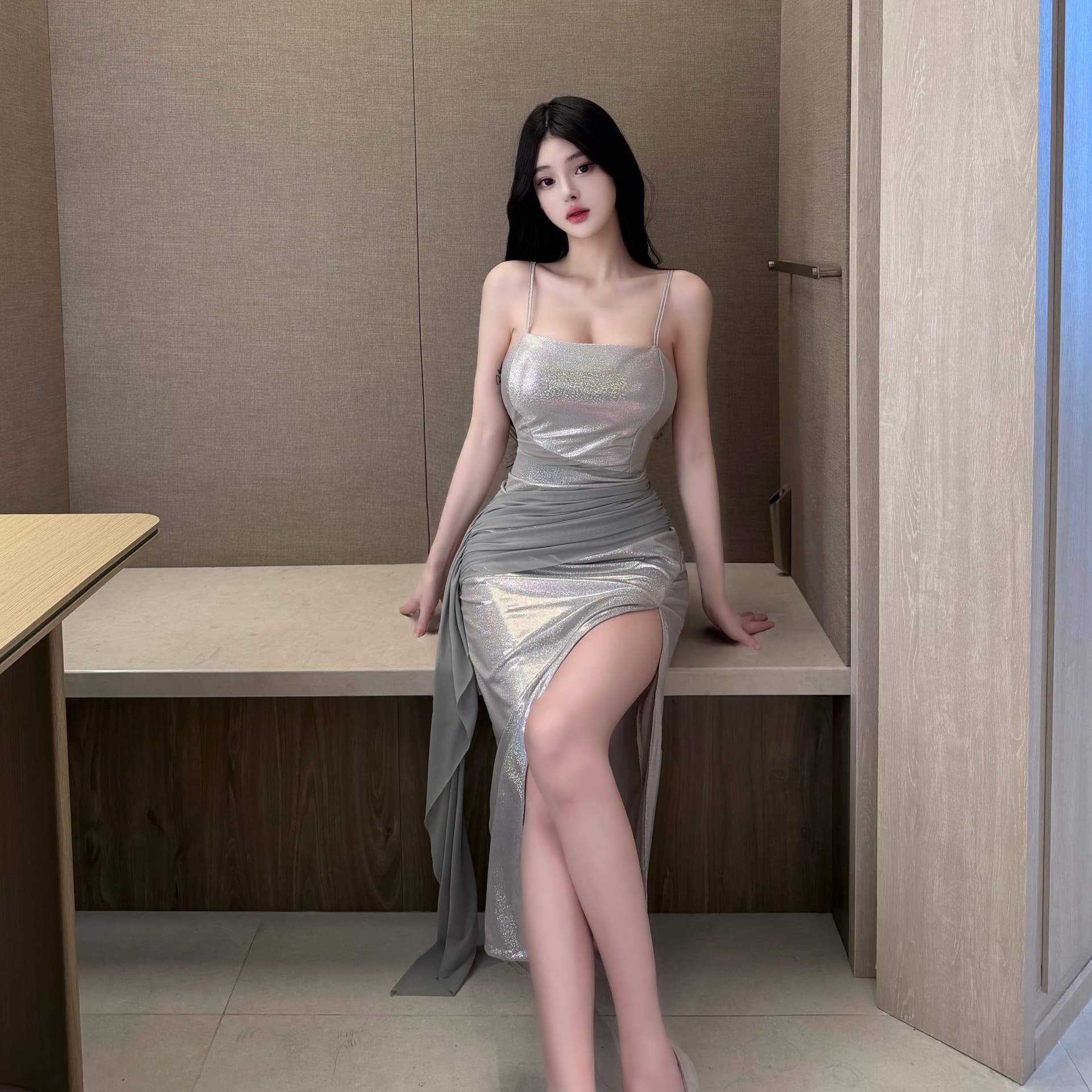 실사 우아함 생일 예복 여성 드레스 디자인 센스 명문 여성 품격 고급 상세 이미지 7