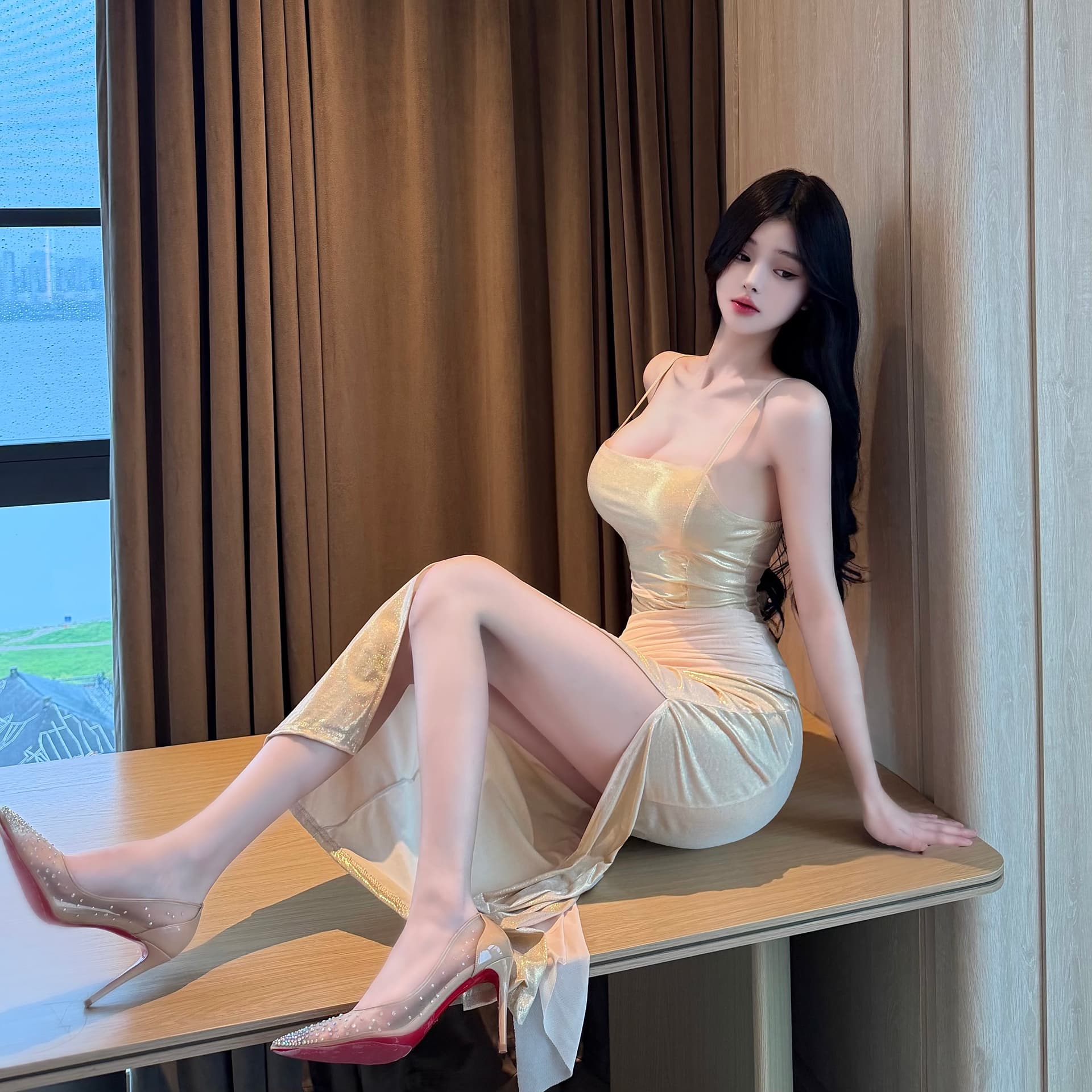 실사 우아함 생일 예복 여성 드레스 디자인 센스 명문 여성 품격 고급 상세 이미지 12