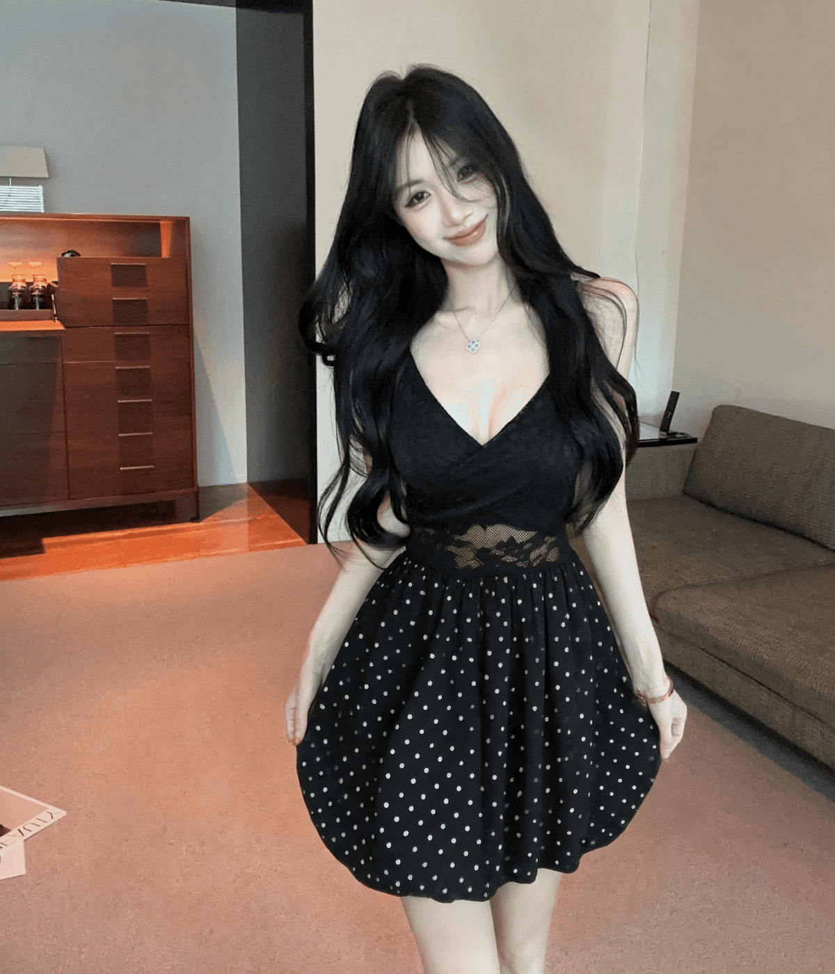 핫걸 순수한 욕망 바람 레이스 조각 슬립 미니 스커트 홀치기 염색 그라데이션 허리 수축 디스플레이 높음 꽃밭 퍼프 스커트 상세 이미지 22