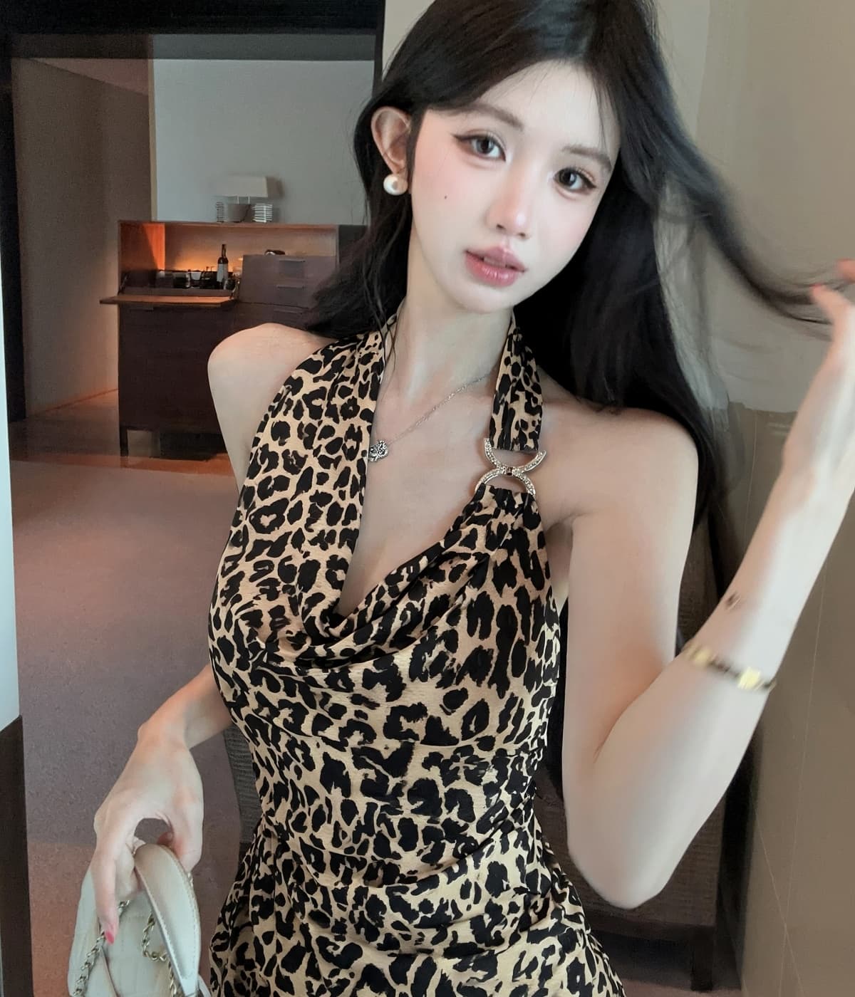 실사 여름 순수한 욕망 인터넷 유명인 새로운 몸매 가꾸기 흔들다 칼라 섹시함 민소매 드레스 상세 이미지 13