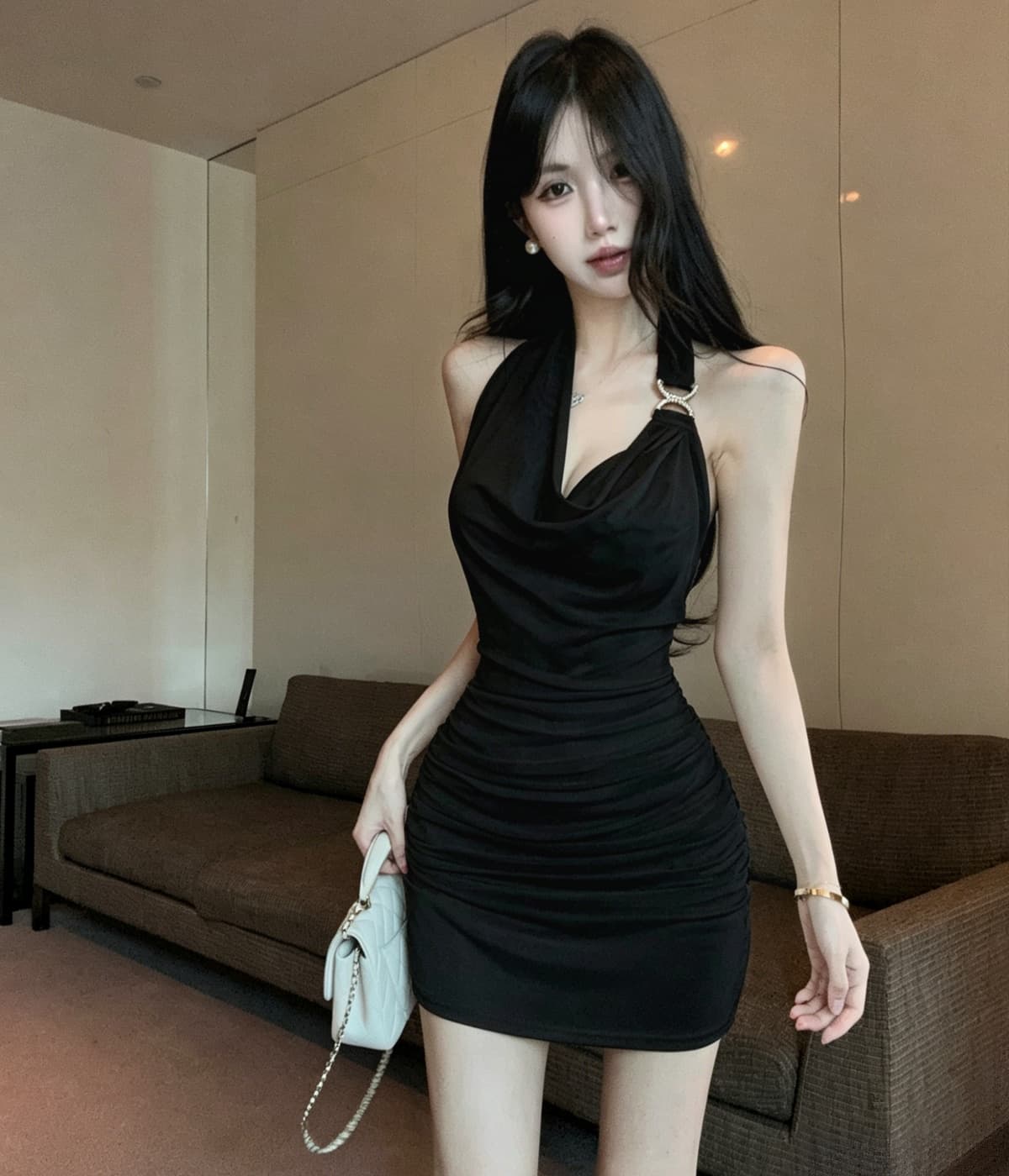 실사 여름 순수한 욕망 인터넷 유명인 새로운 몸매 가꾸기 흔들다 칼라 섹시함 민소매 드레스 상세 이미지 18