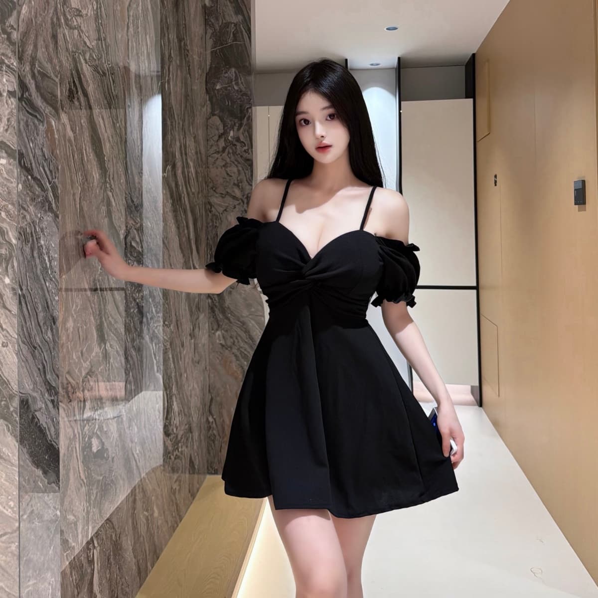 실사 허리 수축 쇼트 스타일 프릴 한 마디 슬립 드레스 명문 여성 섹시함 오프숄더 그는 벤 작은 행사 치마 여름