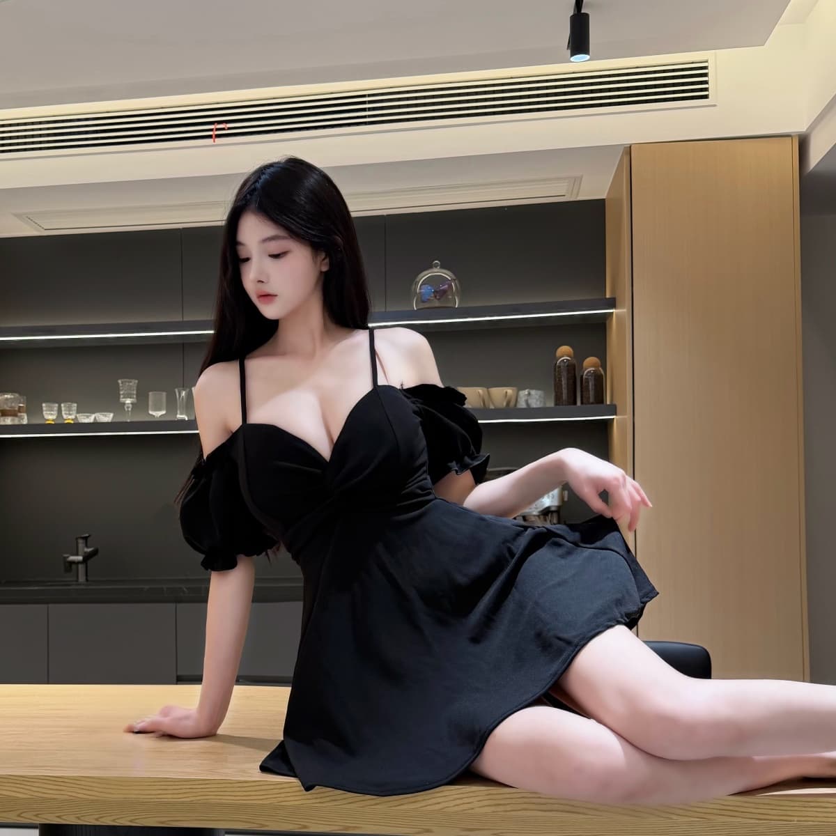 실사 허리 수축 쇼트 스타일 프릴 한 마디 슬립 드레스 명문 여성 섹시함 오프숄더 그는 벤 작은 행사 치마 여름 상세 이미지 2