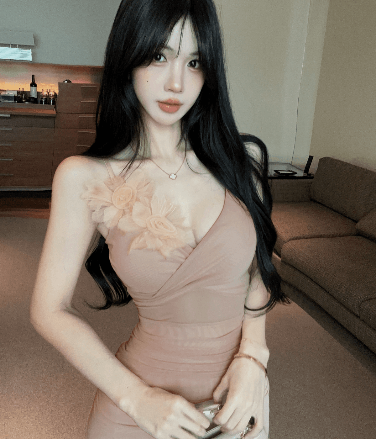 실사 연령 감소 슬립 롱 스커트 건강 클럽 하우스 좋은 리 이브닝 드레스 야간 필드 출근 작업복 상세 이미지 10