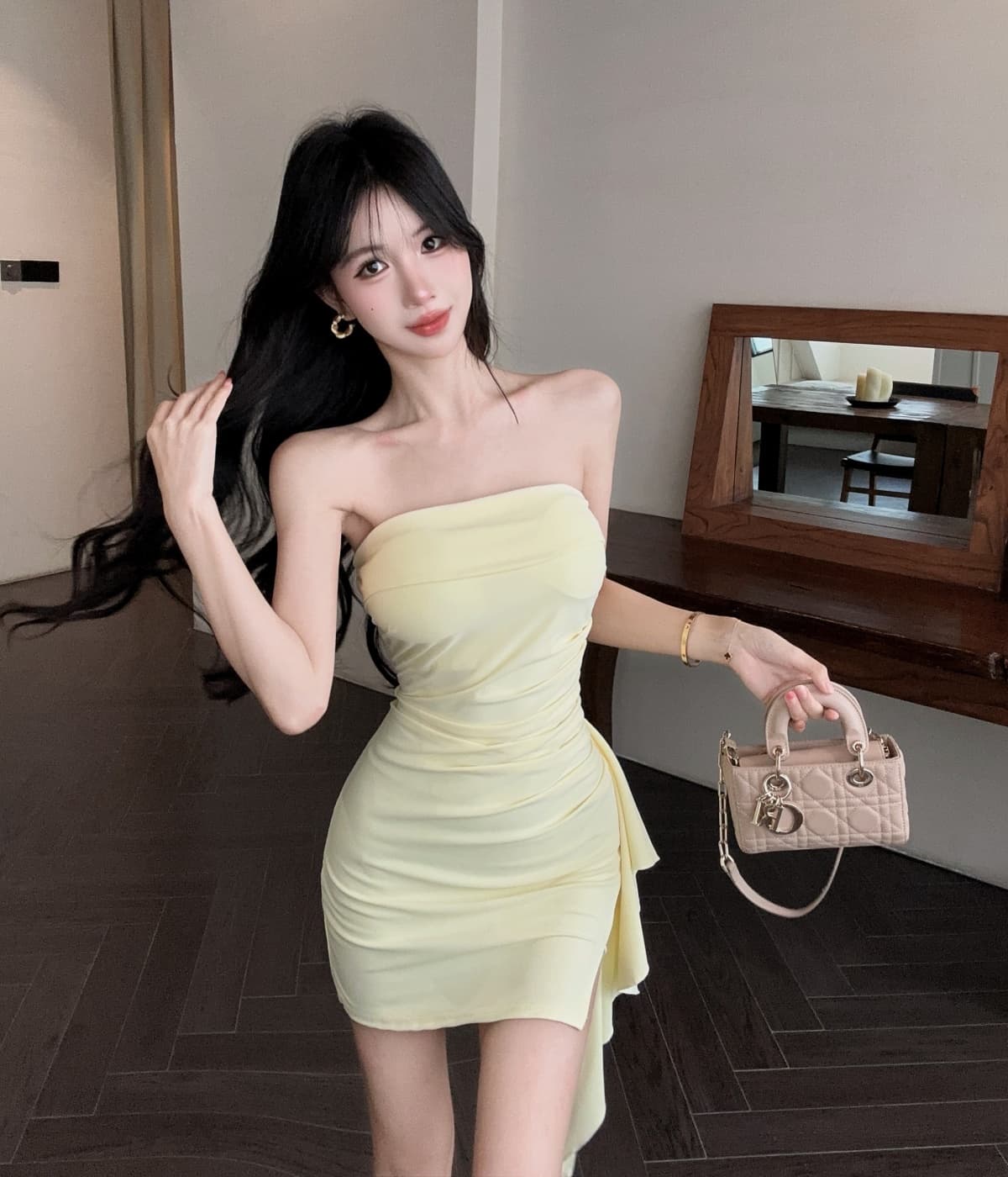 실사 순수한 욕망 섹시함 쇼트 스타일 타이트 스커트 미니 스커트 프랑스식 아름다운 여름 디자인 센스 품격 튜브탑
