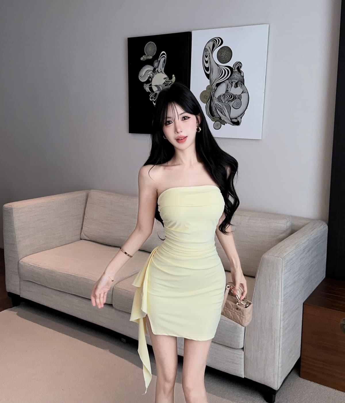 실사 순수한 욕망 섹시함 쇼트 스타일 타이트 스커트 미니 스커트 프랑스식 아름다운 여름 디자인 센스 품격 튜브탑 상세 이미지 5