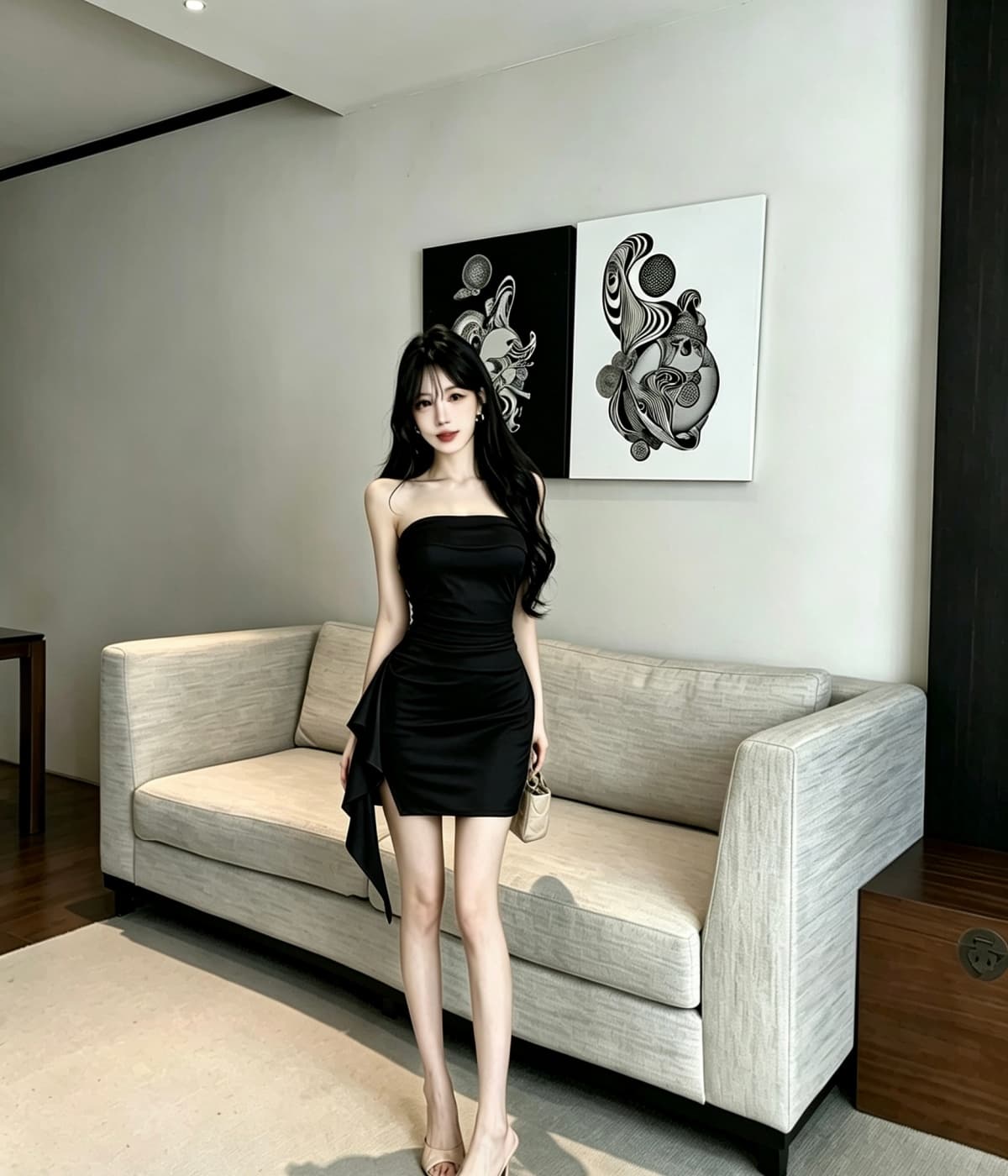 실사 순수한 욕망 섹시함 쇼트 스타일 타이트 스커트 미니 스커트 프랑스식 아름다운 여름 디자인 센스 품격 튜브탑 상세 이미지 13