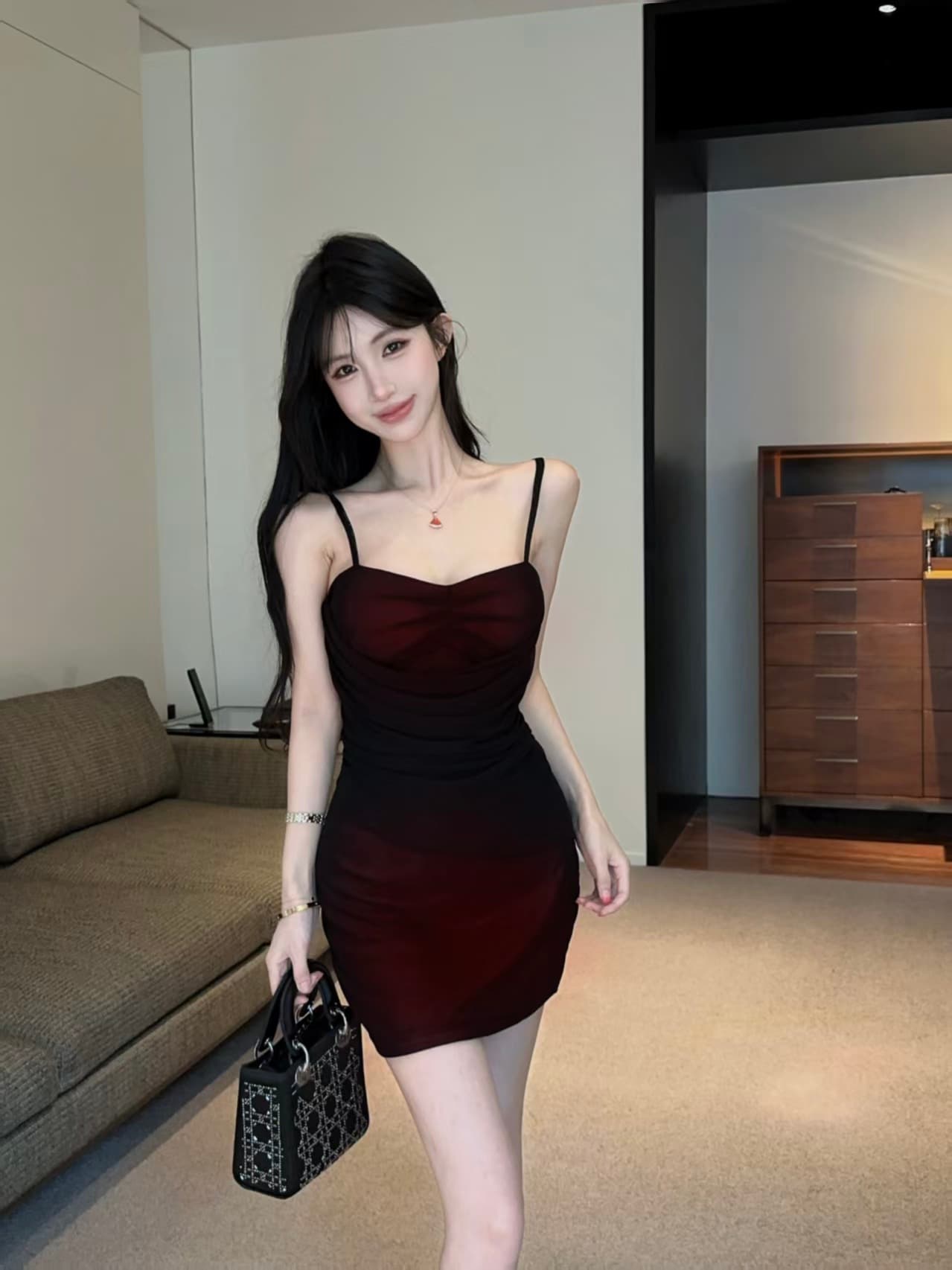 실사 프랑스식 로얄 자매 빛 요리 한 바람 섹시함 튜브탑 슬립 섹시함 타이트 허리 수축 주름 장식 타이트 스커트 미니 스커트 상세 이미지 21