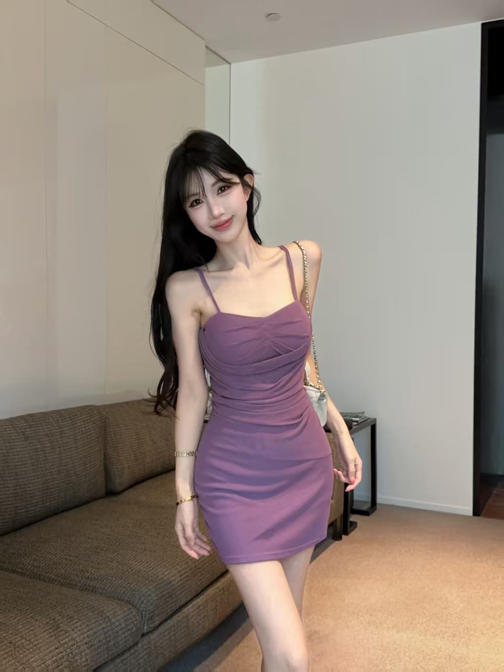 실사 프랑스식 로얄 자매 빛 요리 한 바람 섹시함 튜브탑 슬립 섹시함 타이트 허리 수축 주름 장식 타이트 스커트 미니 스커트 상세 이미지 27