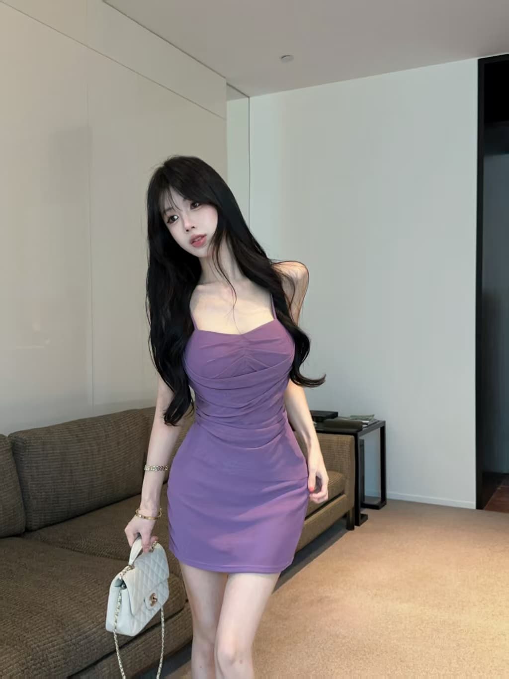 실사 프랑스식 로얄 자매 빛 요리 한 바람 섹시함 튜브탑 슬립 섹시함 타이트 허리 수축 주름 장식 타이트 스커트 미니 스커트 상세 이미지 33