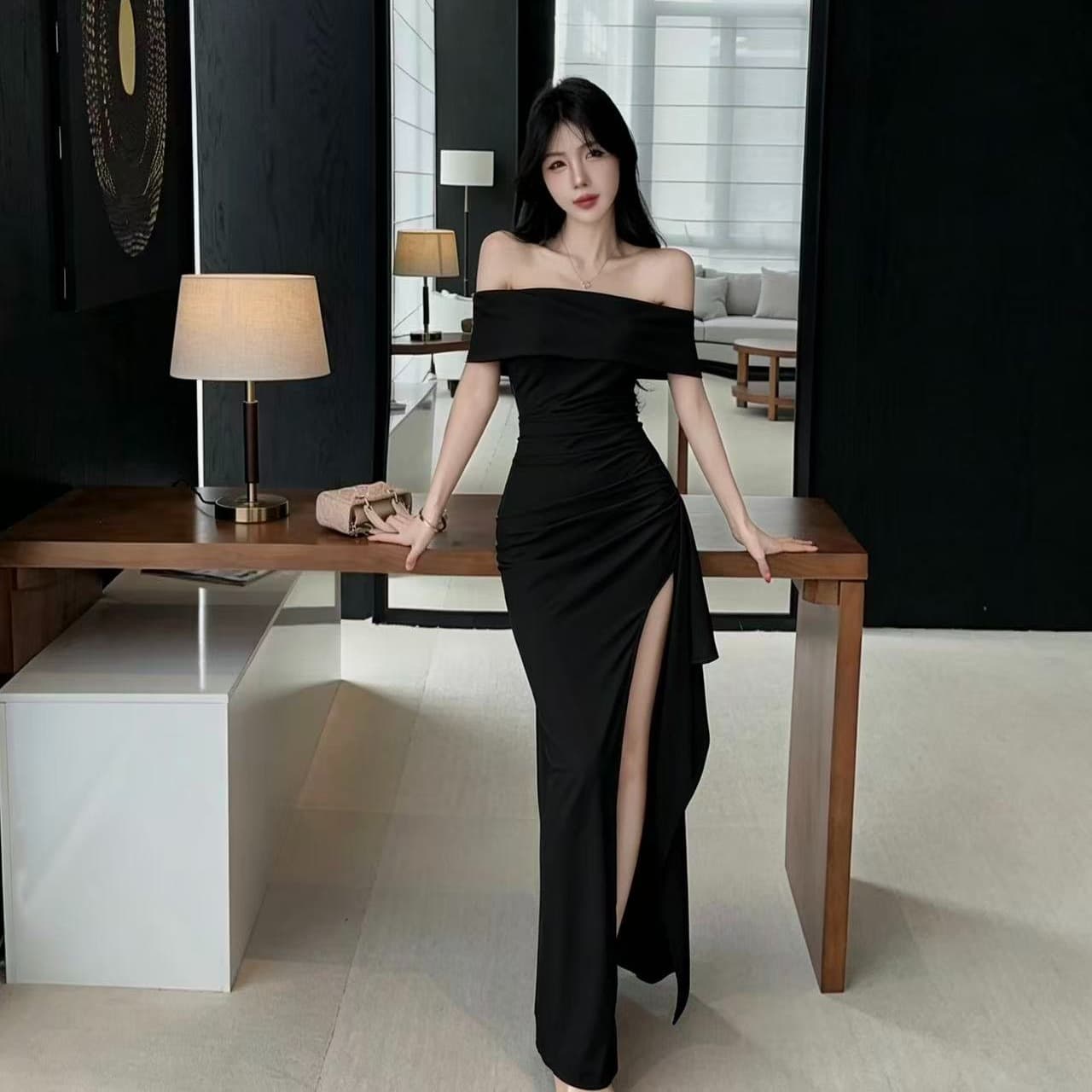실사 이브닝 드레스 고급 빛 럭셔리 작은 대중 품격 명문 여성 고급 센스 섹시함 인어 꼬리 롱 스커트 이미지 5