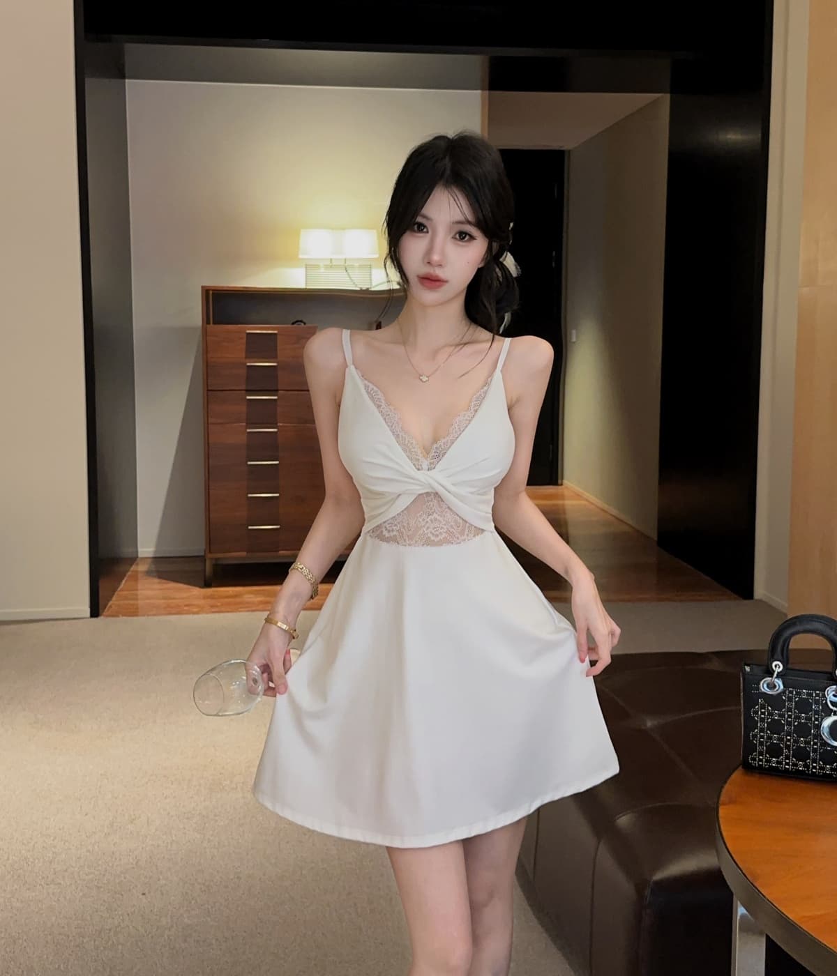 실사 프랑스식 레트로 레이스 드레스 휴가 여름 홀로우 아웃 품질 예복 해변가 해변 요정 치마 상세 이미지 14