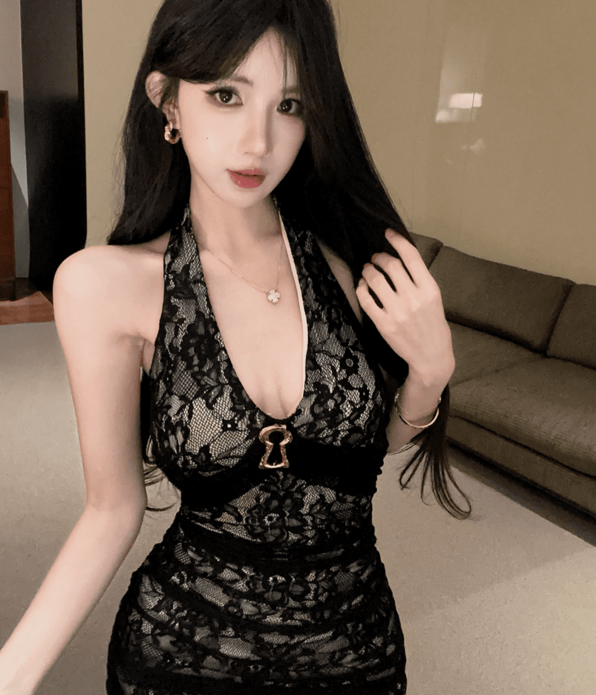 실사 섹시함 순수한 욕망 바람 핫걸 디자인 센스 몸매 가꾸기 타이트 스커트 쇼트 스타일 레이스 백리스 여성 드레스 상세 이미지 8